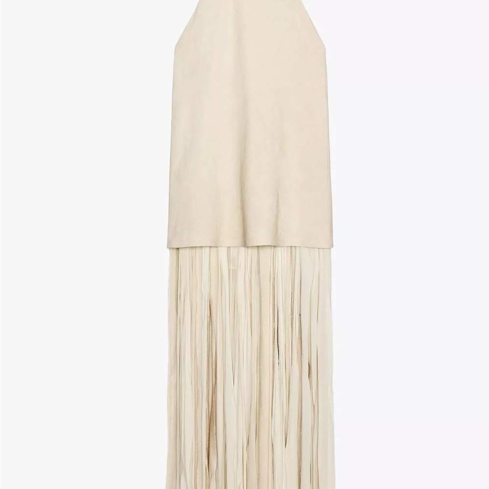 Zara Cream Halter Top with Fringe Maxi Skirt - Picture 6 of 8